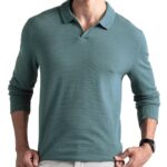 DAMENSCH Statement Waffle Johnny Collar Full Sleeve Polo with Premium Cotton Blend