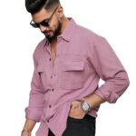 IndoPrimo Men's Regular Fit Fancy Double Pocket Casual Shirt for Men Full Sleeves - Cargo