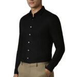 Louis Philippe Men's Cotton Slim Fit Textured All Day Comfort Shirt