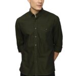 Louis Philippe Men's Easy to Care Cotton Slim fit Solid Casual Shirt with Natural Stretch