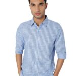 MARK & ALBERT Men's Blue Linen Shirt