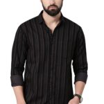 Majestic Man Men's Standard Slim Fit Striped Pure Cotton Casual Shirt