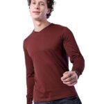 The Indian Garage Co Men Cotton Slim Fit Solid V-Neck Tshirt