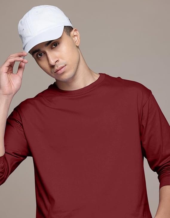 Veirdo® Pure Cotton Round Neck Regular Fit Solid Full Sleeve T-Shirt for Men & Boys (Available in Black, Cork, Green, Maroon, Navy, Swanwhite & White Color) - Image 4