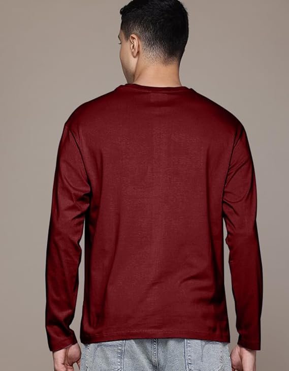 Veirdo® Pure Cotton Round Neck Regular Fit Solid Full Sleeve T-Shirt for Men & Boys (Available in Black, Cork, Green, Maroon, Navy, Swanwhite & White Color) - Image 3