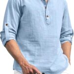 Zombom Cotton Blend Solid Casual Regular Fit MandarinChinese Collor Short Kurta for Men