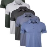 TELALEO 4/5 Pack Mens Polo Shirts Quick Dry Short Sleeve Golf T Shirt